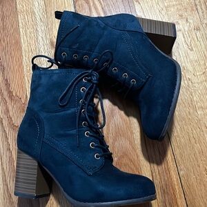 Blue lace up boots